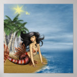 Mermaid on Beach Poster