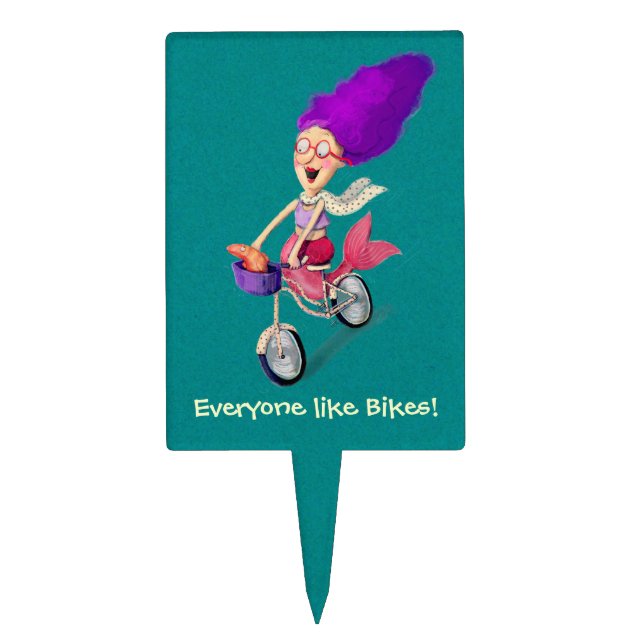 Mermaid on Bike Cake Topper (Front)