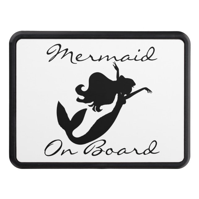 Mermaid on board black/white Thunder_Cove Hitch Cover (Front)
