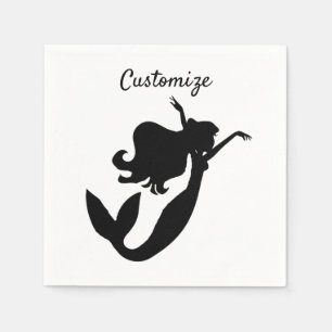 Mermaid on board silhouette Thunder_Cove Napkins