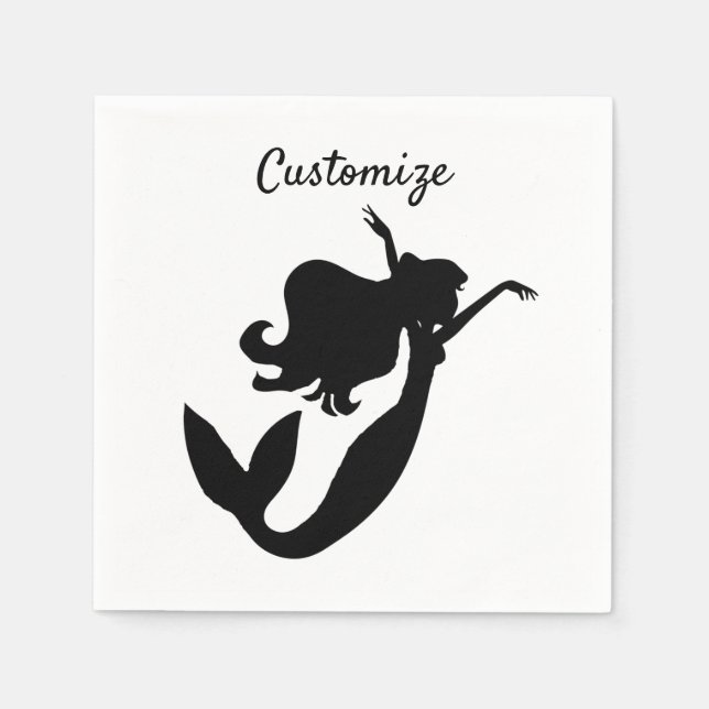 Mermaid on board silhouette Thunder_Cove Napkins (Front)