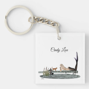 Mermaid On Boat Dock Acrylic Keychain