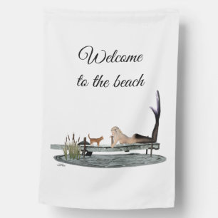 Mermaid On Boat Dock Garden Flag