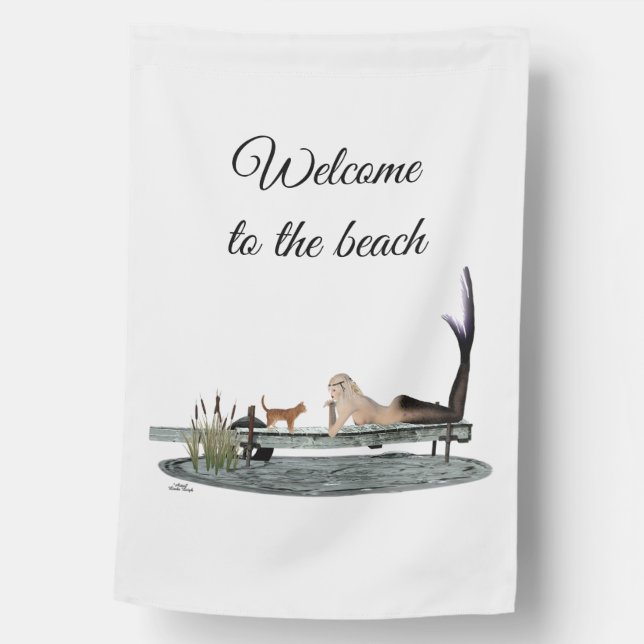 Mermaid On Boat Dock House  Flag (Front)