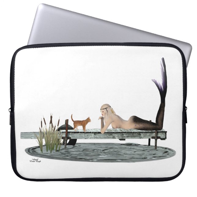 Mermaid On Boat Dock Laptop Sleeve (Front)