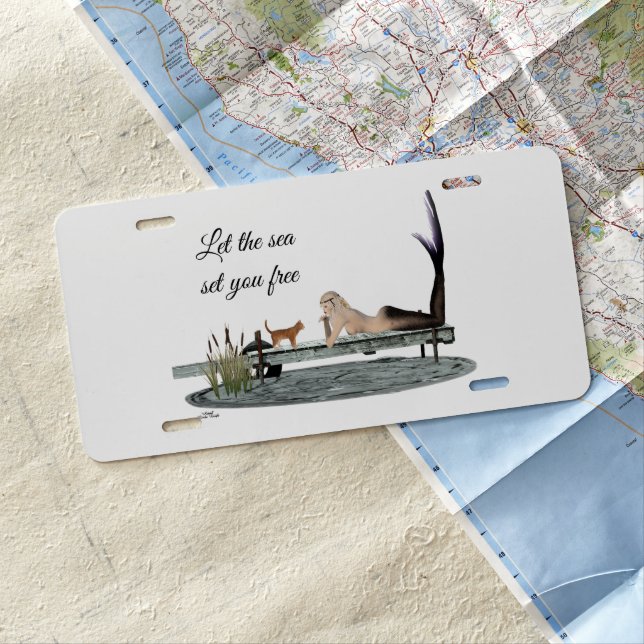 Mermaid On Boat Dock License Plate (In Situ)