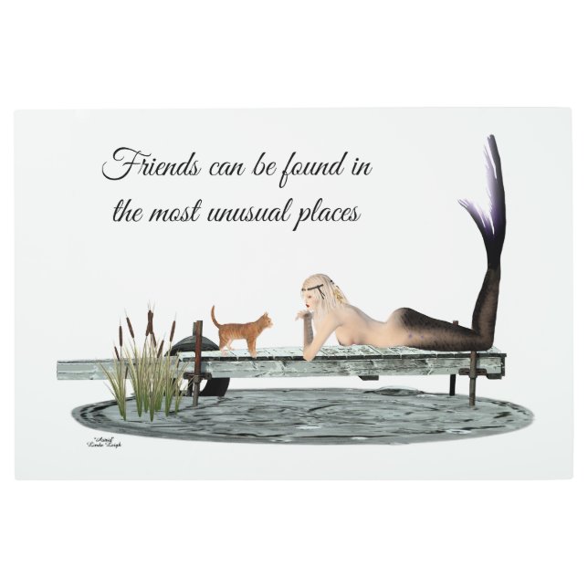 Mermaid On Boat Dock Metal Wall Art (Front)