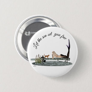 Mermaid On Boat Dock Pin Button