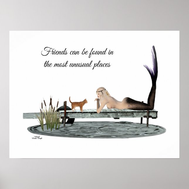 Mermaid On Boat Dock Poster (Front)