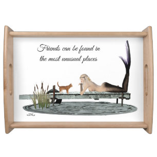 Mermaid On Boat Dock Serving Tray