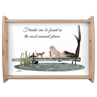 Mermaid On Boat Dock Serving Tray