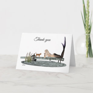 Mermaid On Boat Dock Thank You Greeting Card