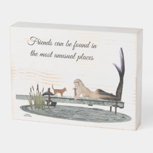 Mermaid On Boat Dock Wood Box Plaque