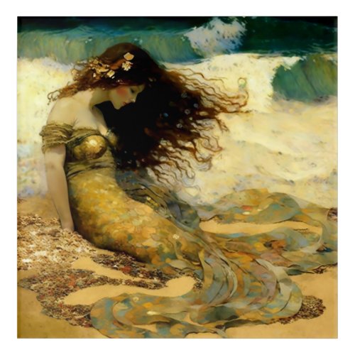 Mermaid on Golden Sands Acrylic Print