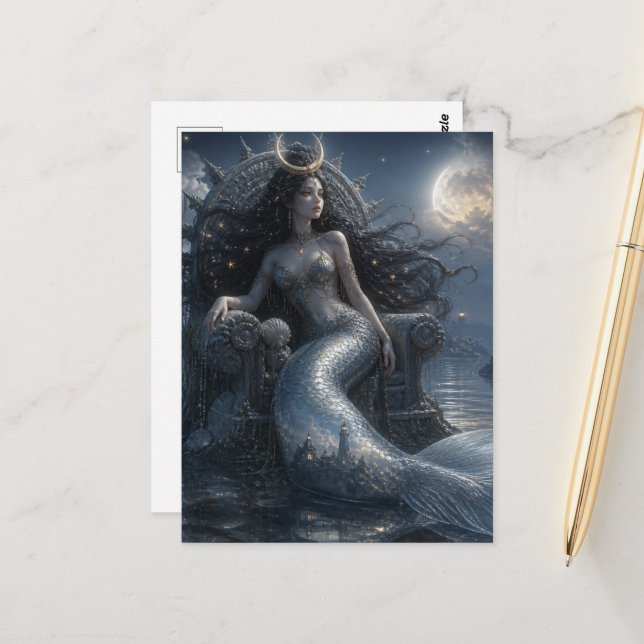 Mermaid on her Throne Postcard (Front/Back In Situ)