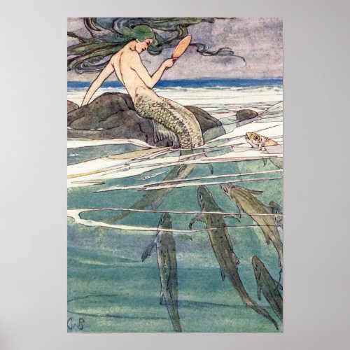 Mermaid on Marooners Rock by Alice B Woodward Poster