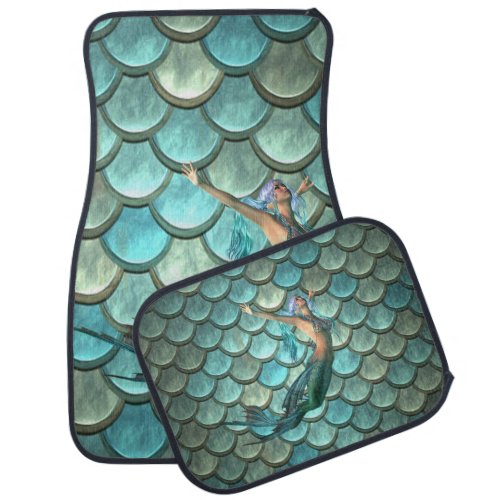 Mermaid On Mermaid Tail Scales Car Floor Mat