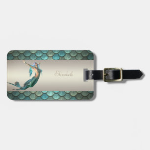 Mermaid On Mermaid Tail Scales Luggage Tag