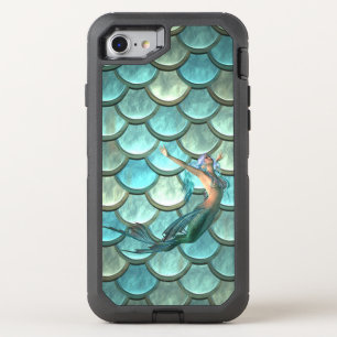Mermaid On Mermaid Tail Scales OtterBox Defender iPhone SE/8/7 Case