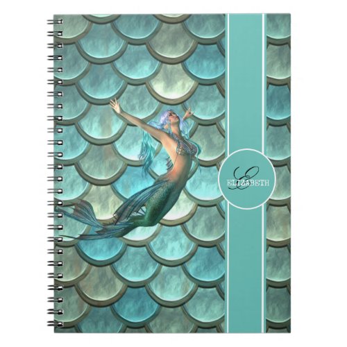 Mermaid On Mermaid Tail Scales  _ Personalized Notebook