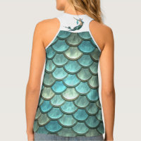 GLITTER Mermaid Sea Shell Tank Top Shirt, Beach Tank Top for Women