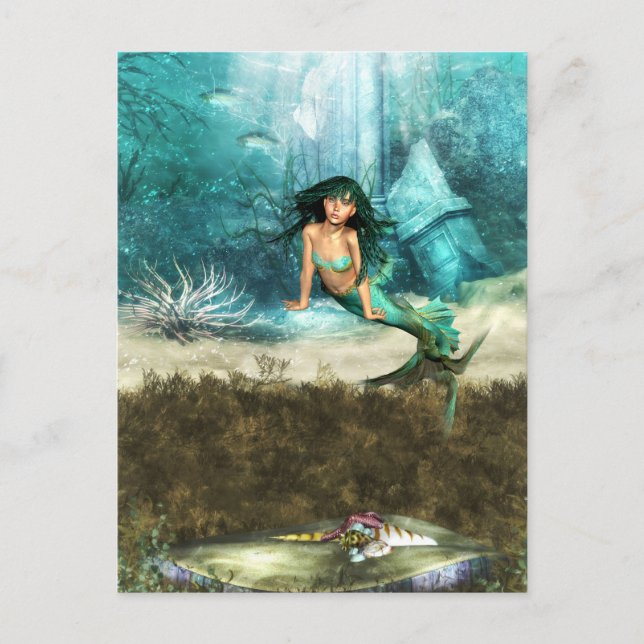 Mermaid on Ocean Floor  Postcard (Front)