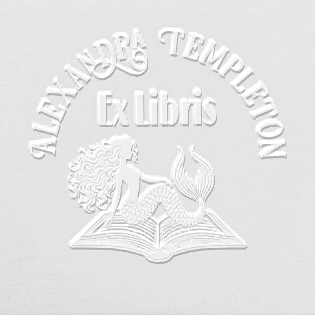 Mermaid on Open Book with Ex Libris Name Embosser (Design)