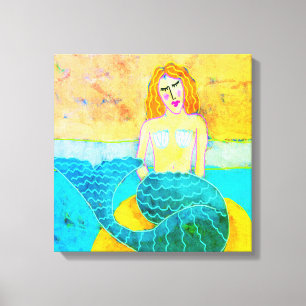 Mermaid on Rock Abstract Digital Print