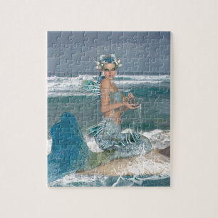 Mermaid on Rock Jigsaw Puzzle