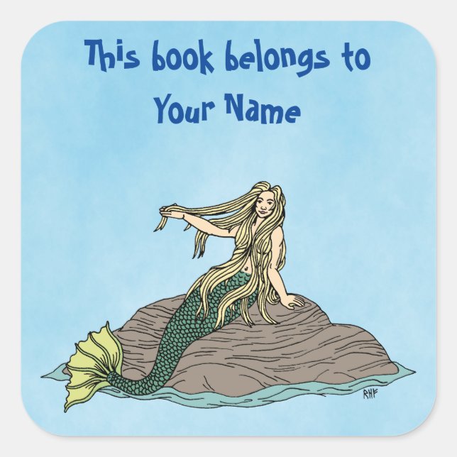Mermaid on Rocks Bookplate (Front)