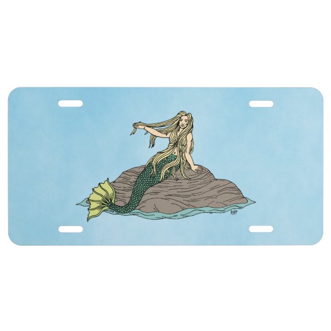 Mermaid on Rocks License Plate (Front)