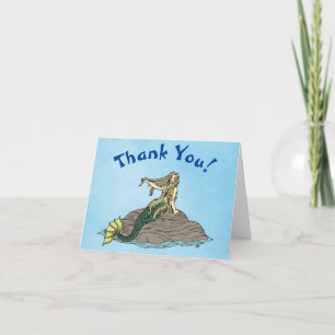 Mermaid on Rocks Thank You Card