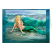 Mermaid on Shore with Aqua Waves (Front Horizontal)