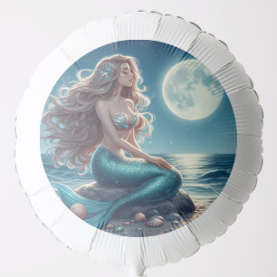 Mermaid on the beach at night balloon