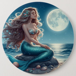 Mermaid on the beach at night button
