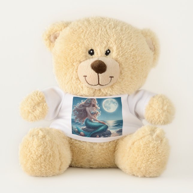 Mermaid on the beach at night teddy bear (Front)