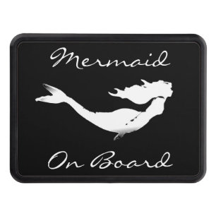 mermaid onboard black/white hitch cover