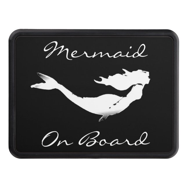 mermaid onboard black/white hitch cover (Front)