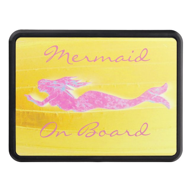mermaid onboard pink/yellow hitch cover (Front)