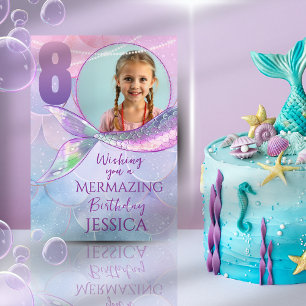 Mermaid One Photo 8th Birthday Card