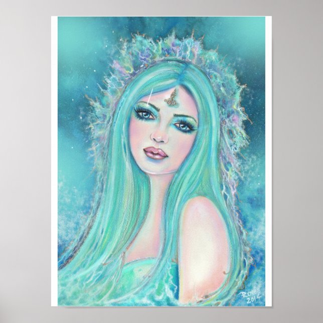 Mermaid one with the sea art by Renee Lavoie Poster (Front)