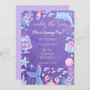 Mermaid Oneder the Sea 1st Birthday Invitation