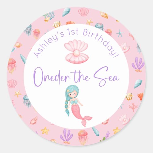 Mermaid Oneder The Sea Birthday Classic Round Sticker