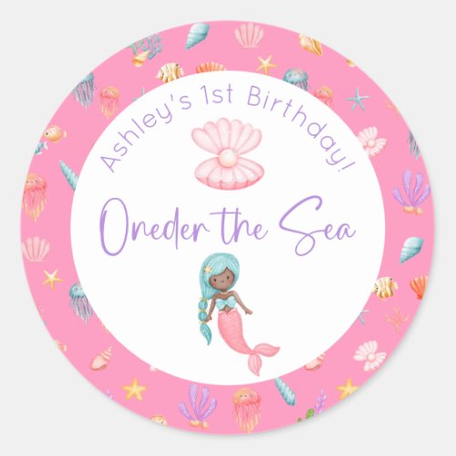 Mermaid Oneder The Sea Birthday Classic Round Sticker