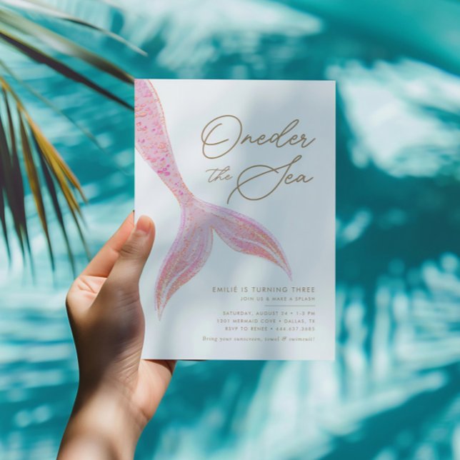 Mermaid Oneder the Sea Girls Pretty Pink Birthday Invitation (Creator Uploaded)