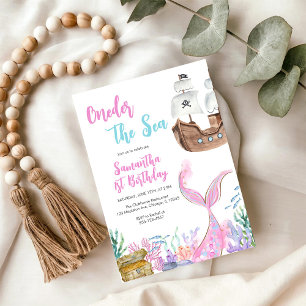 Mermaid Oneder the Sea Splish Splash Birthday Invitation