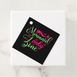 Mermaid Only Zone in Hot Pink and Neon Green Favor Tags