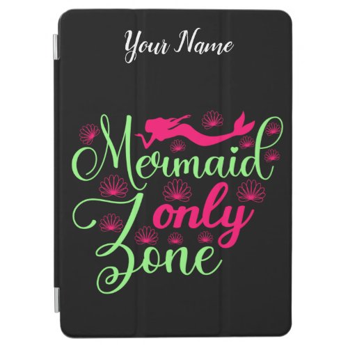 Mermaid Only Zone in Hot Pink and Neon Green iPad Air Cover
