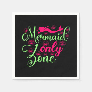 Mermaid Only Zone in Hot Pink and Neon Green Napkins