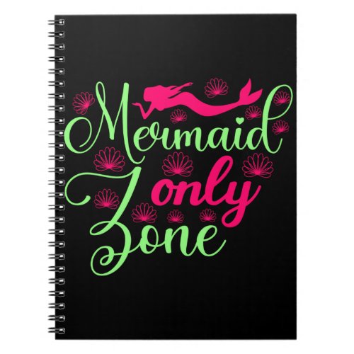 Mermaid Only Zone in Hot Pink and Neon Green Notebook